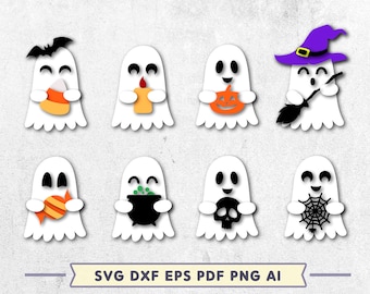 Geist SVG Bundle: Halloween Laser Cut Dateien (Digitaler Download)