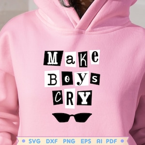 Pode incluir: Moletom rosa com o texto "Make Boys Cry" em letras pretas e um par de &oacute;culos de sol pretos abaixo do texto.