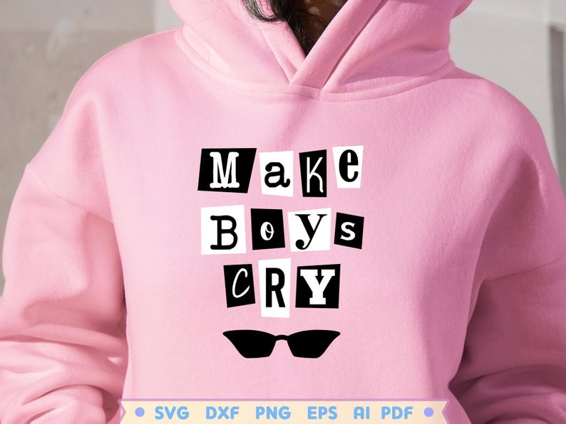 Pode incluir: Moletom rosa com o texto "Make Boys Cry" em letras pretas e um par de &oacute;culos de sol pretos abaixo do texto.