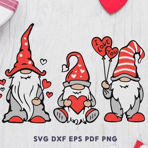 Three Valentine Gnomes Layered SVG Cut File, Heart Gnomes Design for ...
