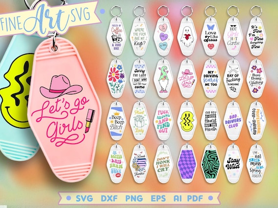 Retro Motel Keychain SVG Bundle: Sarcastic Quotes, Funny Sayings