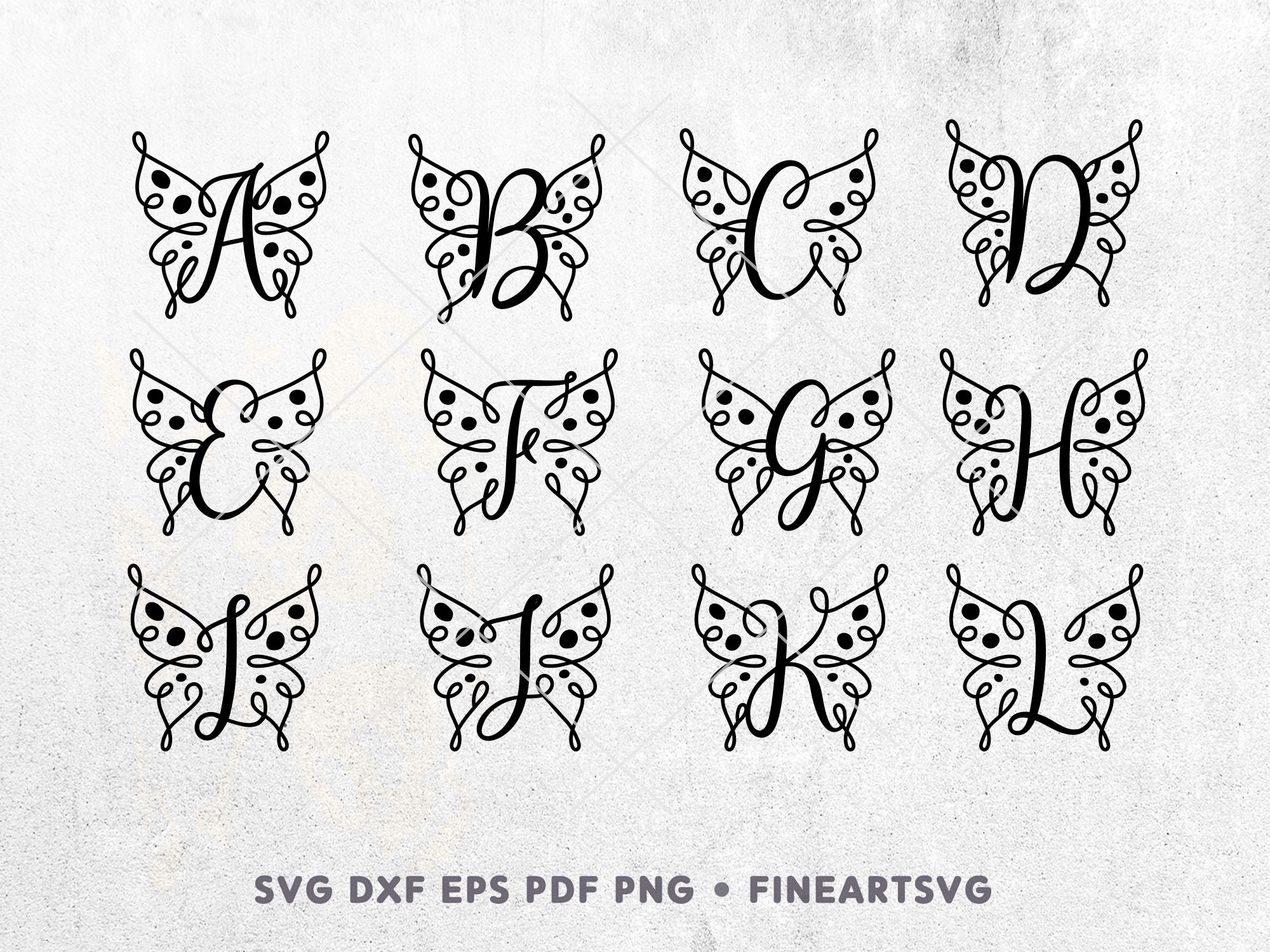 Butterfly Alphabet SVG, Butterfly Monogram Svg, 26 Butterfly