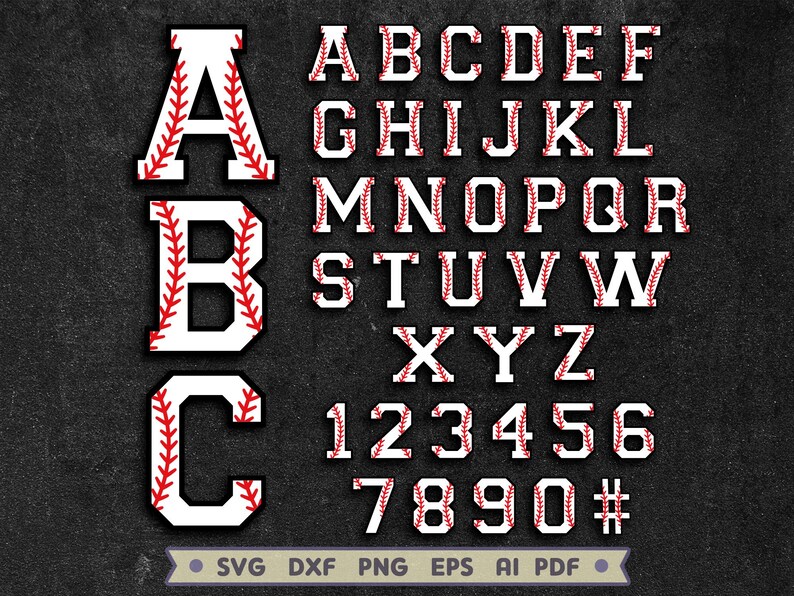 Baseball Alphabet SVG: Varsity Font, Numbers (digital Files) - Etsy