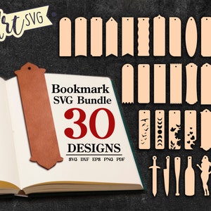 Bundle SVG de signet, fichier de découpe laser Glowforge, fichier de découpe de signet numérique pour Cricut, conception de signet Silhouette, Svg Dxf Eps Png Pdf Ai