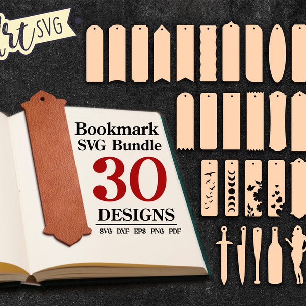 Bookmark SVG bundle, Glowforge laser cut file, Digital bookmark cutting file for Cricut, Silhouette bookmark design, Svg Dxf Eps Png Pdf Ai