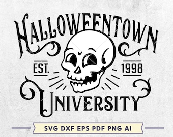 Halloweentown University SVG: Funny Skeleton Head Cut File