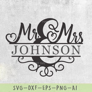 Mr & Mrs svg design, Hochzeit svg, Mr & Mrs geteilter Monogrammrahmen svg, Hochzeitsrahmen svg, Hochzeit schneidedateien, Silhouette, Cricut svg