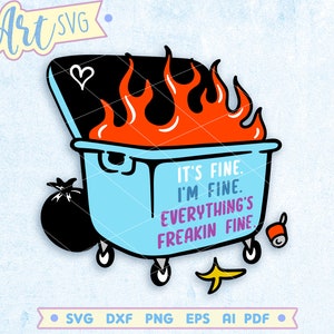 Tutto va bene PNG SVG, Ansia in formato SVG, Salute mentale in formato Svg, Camicia alla moda in formato Svg, Cricut Silhouette, Sarcastico in formato SVG, File PNG di sublimazione