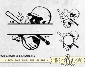 Baseball Monogram SVG: Split Frame Cut File (Digital Download)