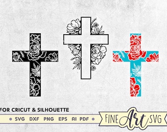 Floral Cross SVG Cut File: Christian Easter Design (Digital Download)