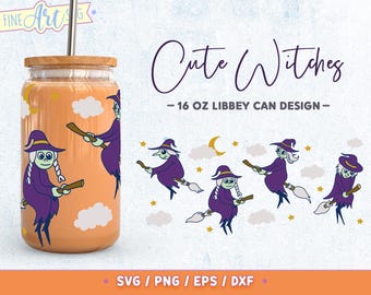 Witches Libbey Can Wrap SVG, Halloween Cup Design