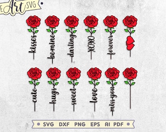 Rose SVG Laser Cut File: Valentine's Day Flower Designs (Digital Download)