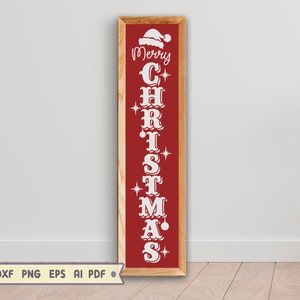 Joyeux Noël fichier Svg pour porche, conception Svg de signe de Noël vertical, bienvenue Svg porche, couper des fichiers pour Cricut Silhouette