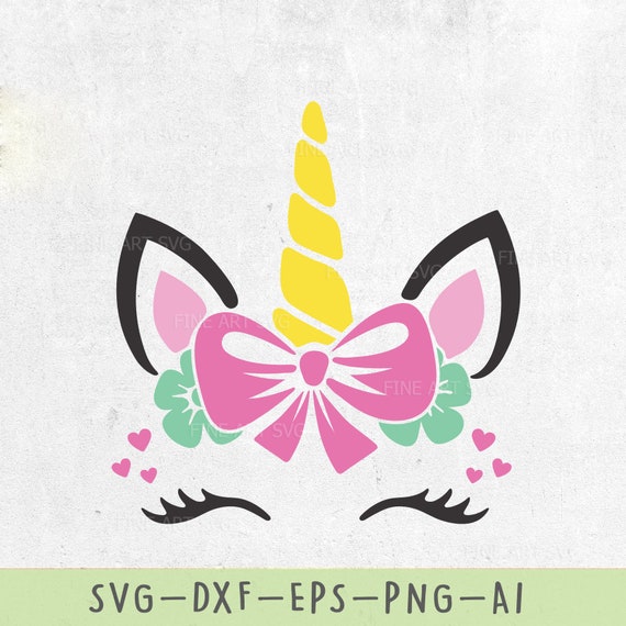 Download Unicorn Bow Svg Design For Cricut And Silhouette Unicorn Face Etsy PSD Mockup Templates