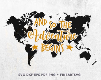 Adventure Begins World Map SVG, Cut Files (Digital Download)