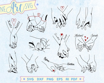 Ensemble SVG main dans la main, Saint-Valentin, oeuvre d'art pour couple (téléchargement numérique)