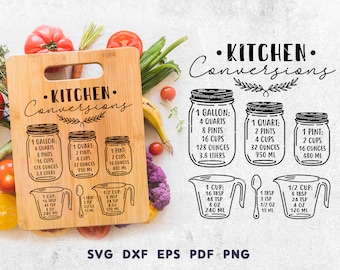 Kitchen Conversions SVG Design: Cooking Chart Laser File (Digital Download)