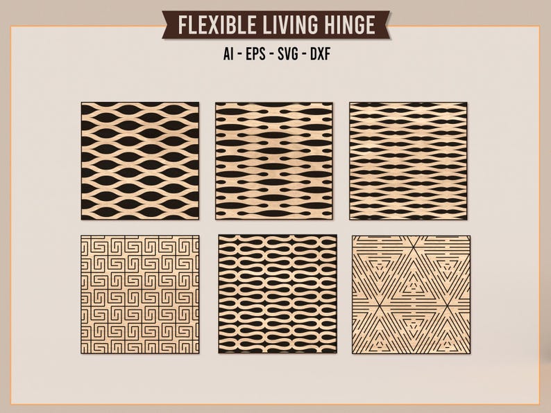 Flexible Living Hinge Bundle SVG DXF | 24 Laser Cut Hinge Patterns ...