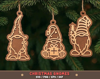Christmas Gnomes Ornament Laser Cut File: SVG, Cricut, Glowforge (Digital Download)