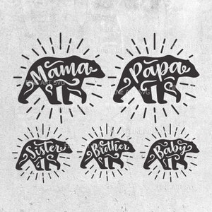 Mama Bär SVG, Papa Bär SVG, Baby Bär SVG, Schwester Bär SVG, Bruder Bär SVG, Familie Bär SVG, Familie Shirt SVG, svg bundle, svg cut files