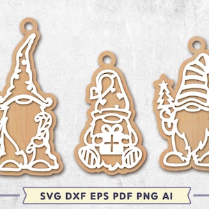 Christmas Gnomes Ornament Laser Cut File: SVG, Cricut, Glowforge (Digital Download)