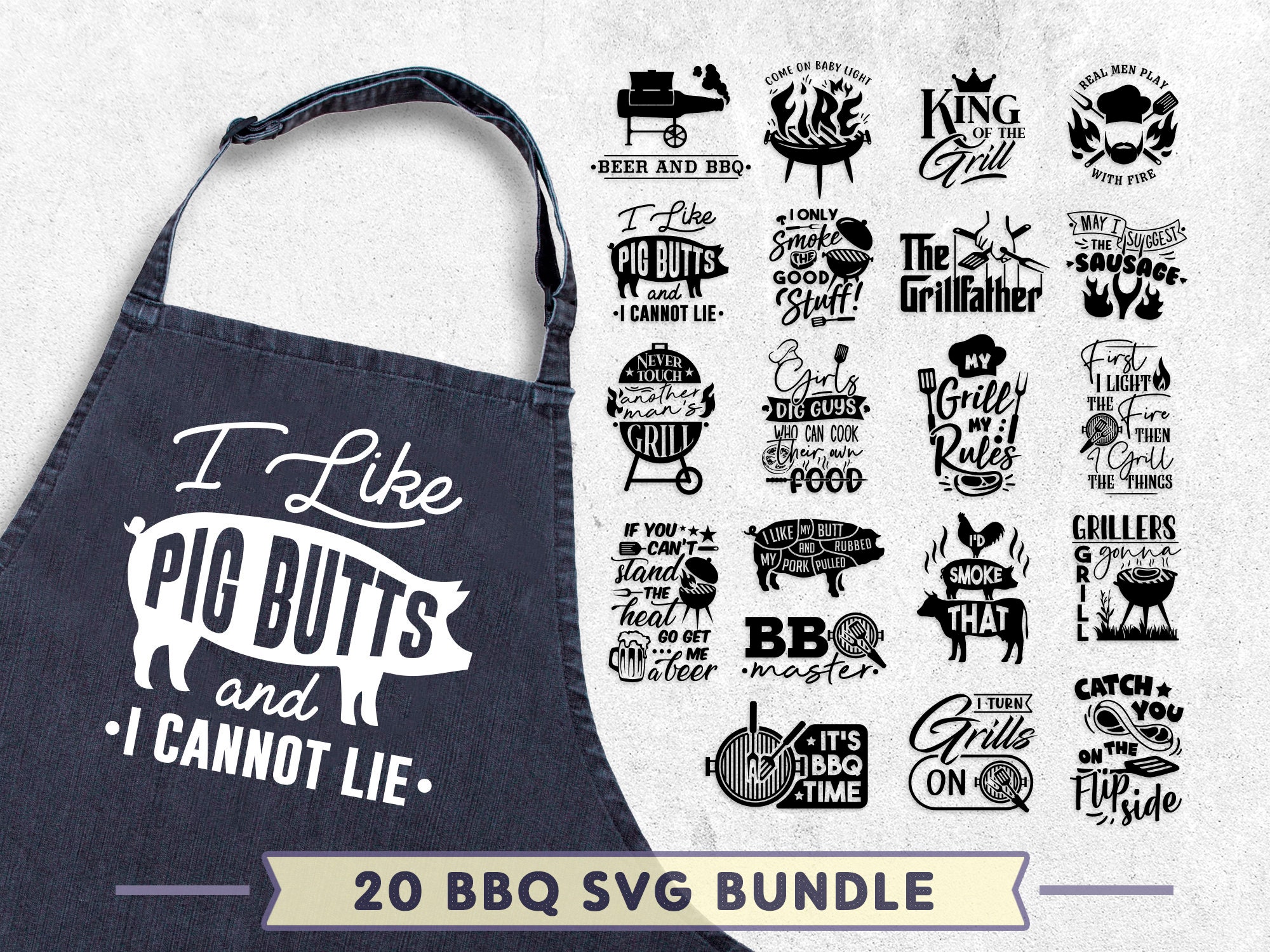BBQ Sign Svg Bundle Grilling Apron Svg 20 BBQ Smoking Svg Etsy
