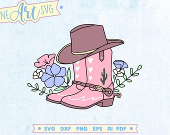 Botas vaqueras florales SVG: Clipart de camisa vaquera (Descarga digital)