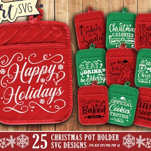 Porta-panelas de Natal SVG, ditado de cozimento svg, arquivo de corte svg Cricut, clipart engraçado de culinária de Natal, decoração de Natal de cozinha, svg dxf eps png