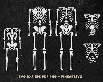 Familien-Skelettkostüm SVG: Halloween Schwangeres Skelett Design (Digitale Dateien)