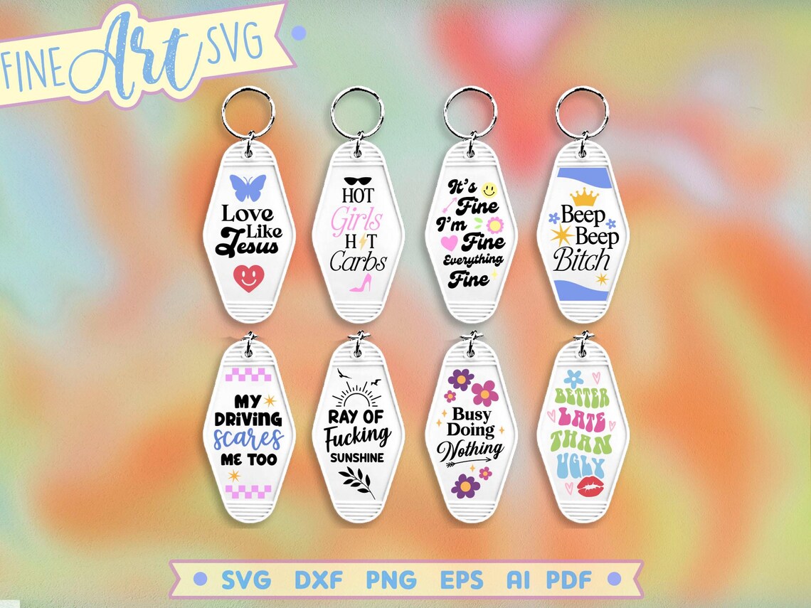 Retro Motel Keychain SVG Bundle: Sarcastic Quotes, Funny Sayings ...