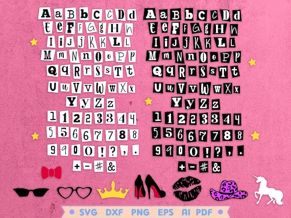 Burn Book Alphabet SVG, Mean Girl Alphabet Svg, Ransom Letters Svg, Png Pdf Eps Dxf, Cricut Silhouette Files, Instant Download