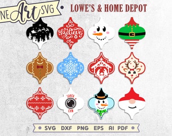 Arabesque Kerst Ornament SVG Bundel, 12 Arabesque Tegel SVG, Home Depot Lowes Tegel Svg, Bestanden voor Cricut & Silhouet