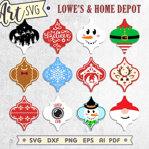 Arabesque Christmas Ornament SVG Bundle, 12 Arabesque Tile SVG, Home Depot Lowes Tile Svg, Files for Cricut & Silhouette