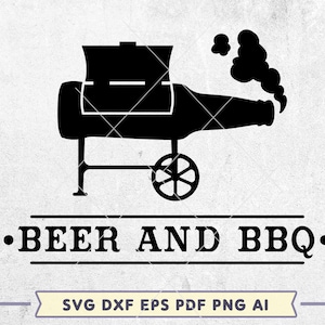 Bier und BBQ svg, Barbeque aproan Design, Bierflasche Silhouette, lustige Raucher svg, Cricut Silhouette geschnitten Datei, Papa Shirt svg, BBQ Clipart