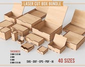 Laser Cut Box SVG Bundle - Hinged Lid Gift Box (40 Sizes)