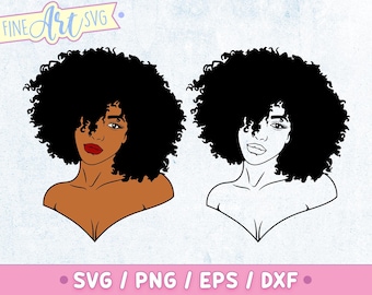 Afro Woman SVG: Black Queen Silhouette, Curly Hair Cut File (Digital Download)