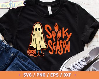 Spooky Season Ghost SVG: Halloween Shirt Design (Digital Download)