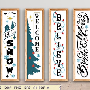 Christmas Porch Sign Svg, Porch Leaner Svg, Vertical Welcome Sign Svg, Christmas Home Decor Svg, Cut Files for Cricut Silhouette Glowforge