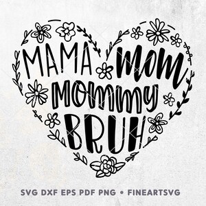 Mama Mommy Mom Bruh SVG, arquivo SVG de camisa engraçada da mãe, design sarcástico de maternidade, citação de mãe svg, mãe abençoada svg, mãe legal svg