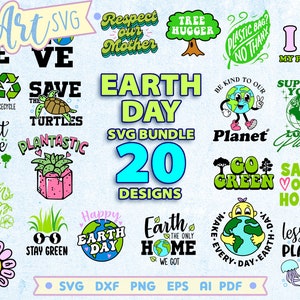 Earth Day SVG Bundle, Schnittdateien für Cricut Silhouette Glowforge, Natur SVG, Mutter Erde SVG, Recycling SVG, Sofortiger Download