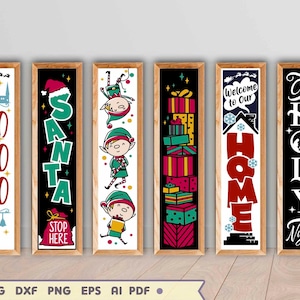 Christmas Porch SVG Bundle, Christmas Welcome Sign Svg, Vector Cut File For Cricut Silhouette Glowforge, 6 Porch Designs, Svg Dxf Eps Png Ai