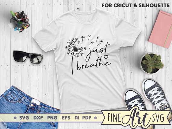 Just Breathe Stencil - 3x3.25 Inch Dandelion Heart Quote Stencil