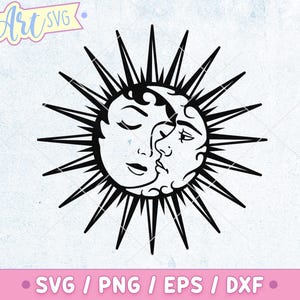 Sun and Moon SVG: Boho Mystical Design (Digital Cut File)