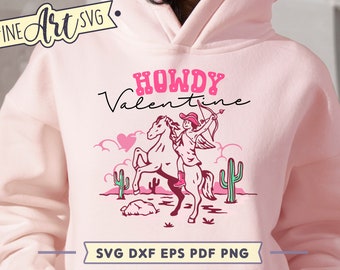 Bonjour la Saint-Valentin SVG : motif cow-boy rétro (fichier numérique)