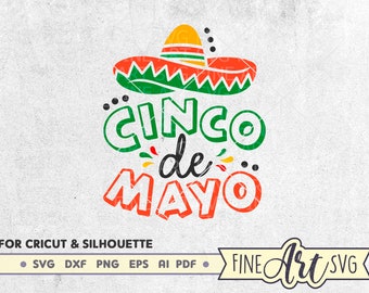 Cinco de Mayo SVG cut file for Cricut and Silhouette, Fiesta Svg sign, Sombrero svg, Mexican Holiday svg design, Cinco de Mayo shirt clipart