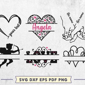 Personalisierte Valentine SVG Bundle, Cricut Silhouette Clipart, Valentine Hände Svg, Herz Monogramm Svg, Amor Monogramm Svg, Svg Dxf Png
