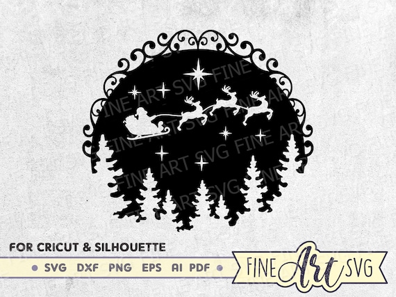 Santa Sleigh Svg Merry Christmas Svg File Christmas Scene - Etsy New