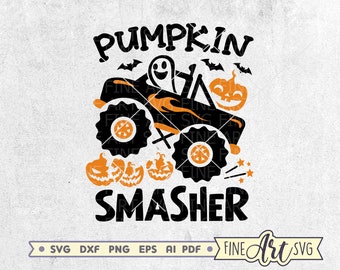 Pumpkin Smasher Monster Truck SVG: Halloween Cut File (Digital Download)