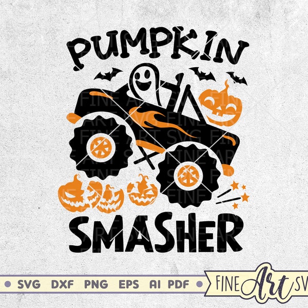 Pumpkin Smasher SVG, Monster Truck Svg, Halloween svg cut file, Kids Halloween Shirt, Boy Halloween Svg, Cricut Silhouette cut files