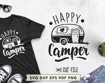 Happy Camper SVG: Camping Travel Quote Cut File (Digital Download)